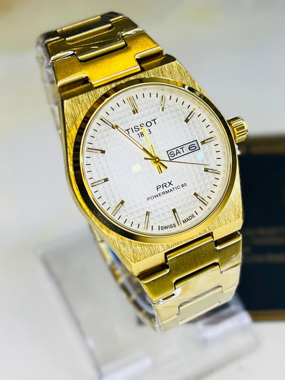 Tissot PRX Gold With White Textured Watch