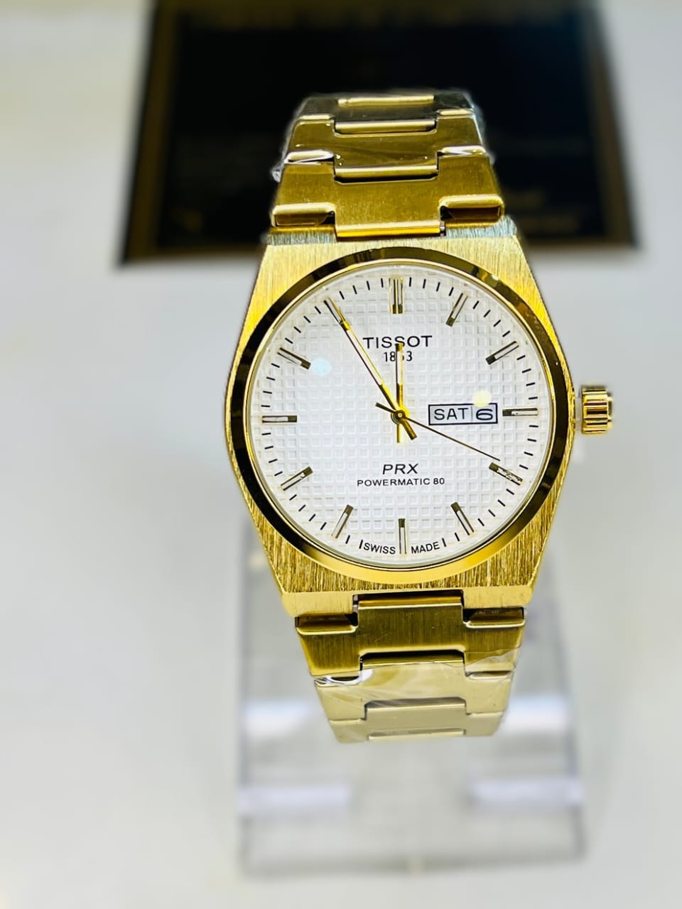 Tissot PRX Gold With White Textured Watch