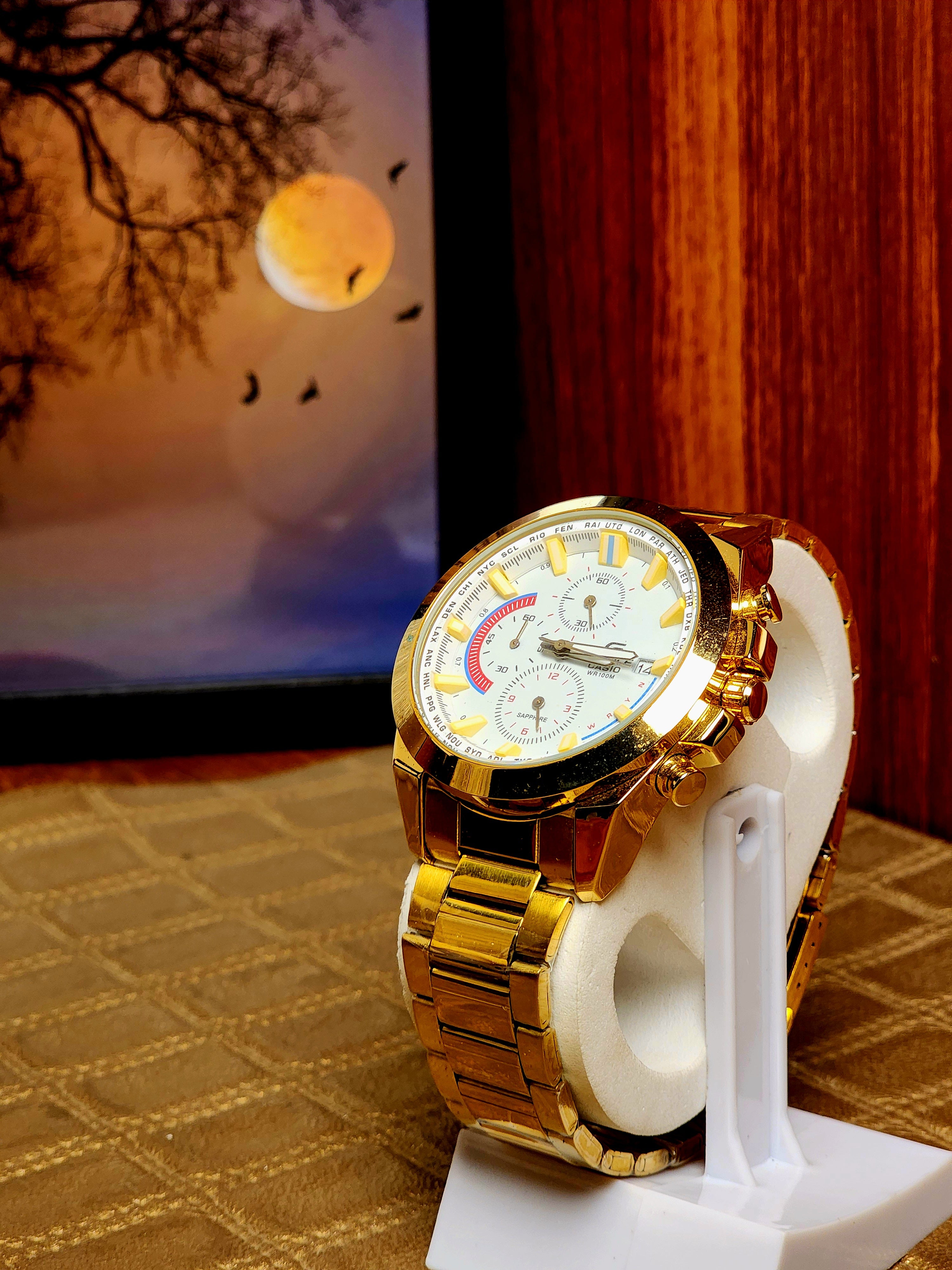 CASIO EDIFICE GOLD CHRONOGRAPH WORKING WATCH FOR MEN