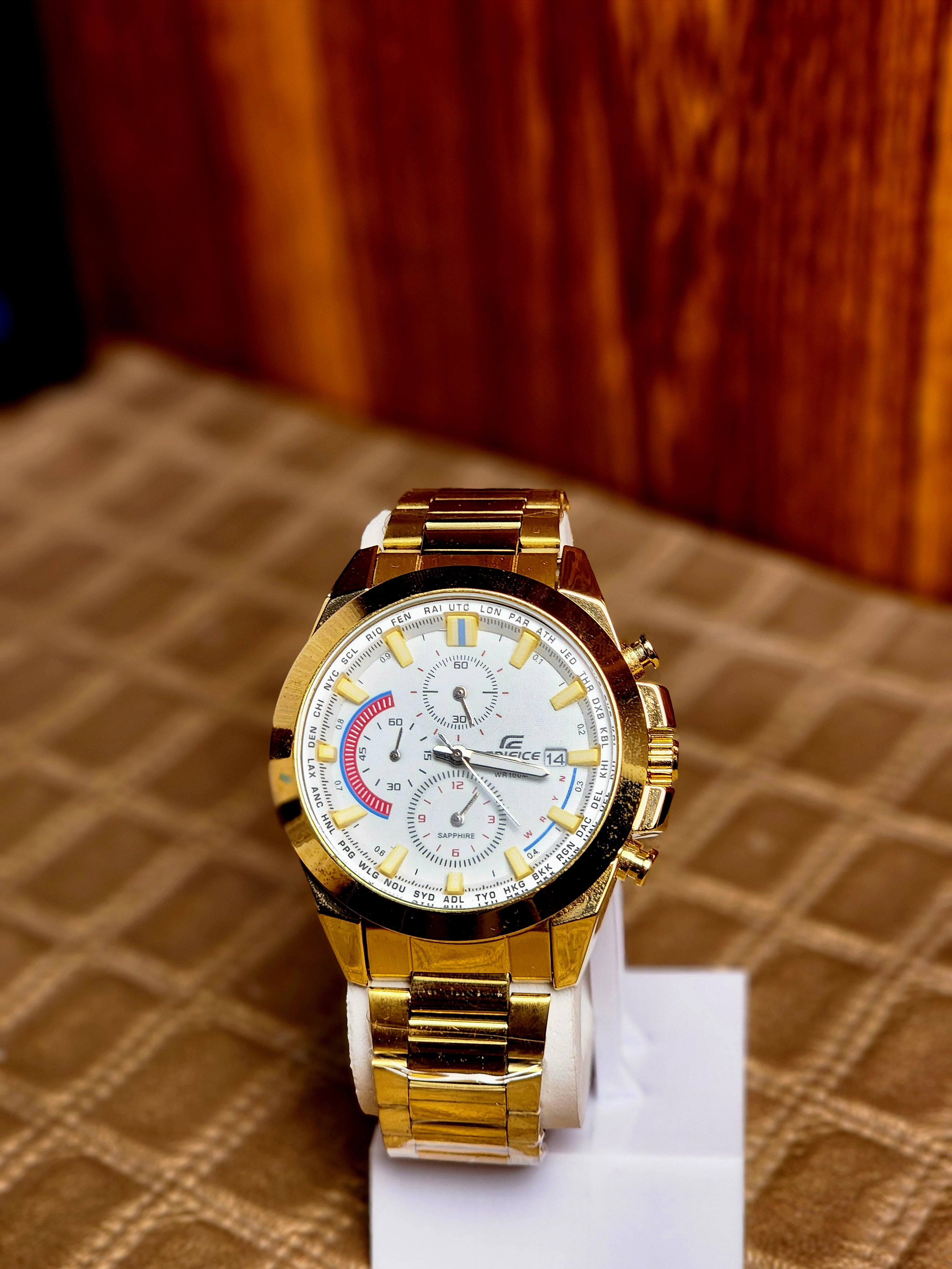 CASIO EDIFICE GOLD CHRONOGRAPH WORKING WATCH FOR MEN